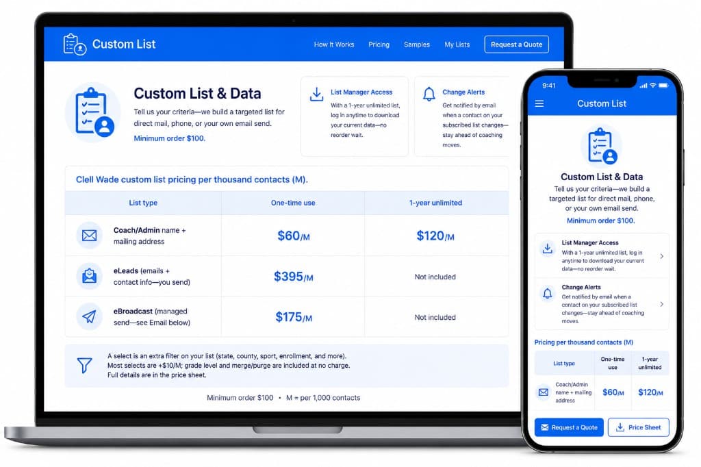 Custom List & Data on laptop and mobile