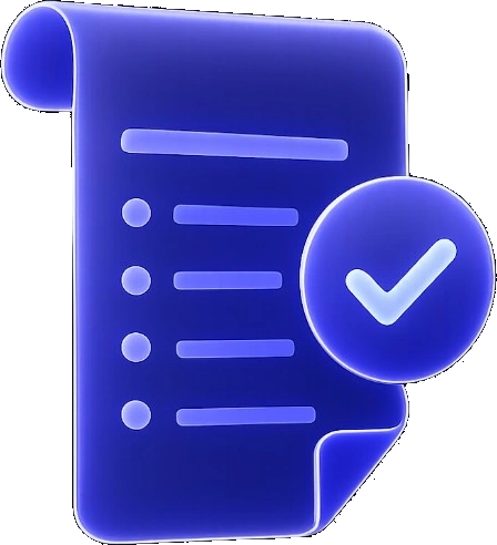 Illustration of a glass checklist with a checkmark, suggesting verified school data.